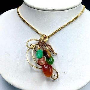 🌺Vintage Gold & Gemstone Necklace/Brooch